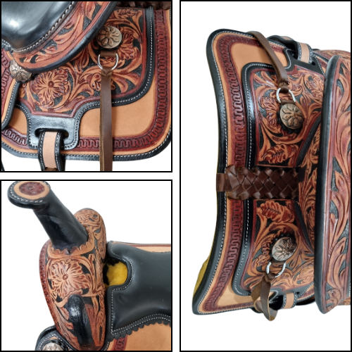 Floral Hand Tooled Barrel Saddle