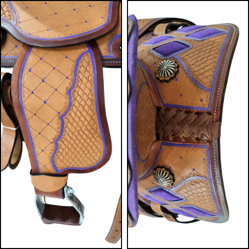 Purple Western Barrel Racing Saddle Kit