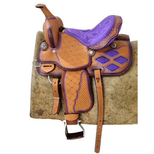 Purple Western Barrel Racing Saddle Kit