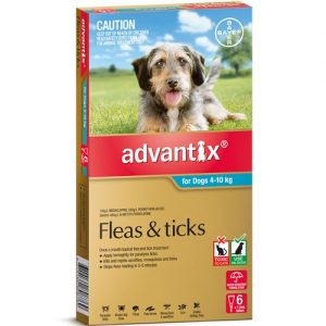 Advantix -Tick & Flea Control - Dogs 4kg - 10kg - 6 Tubes - 1.0ml