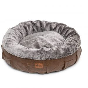 Superior Pet – Harley Bed Faux Leather & Brown Rabbit Fur – Jumbo - SPECIAL ORDER