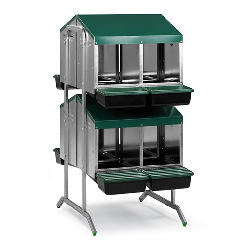 Nesting Box Metal Rollaway Battery - 8 Hole - Double Row, Double Sided with Legs