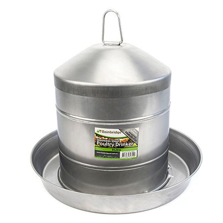 Stainless Steel Poultry Drinker - 9 Litre