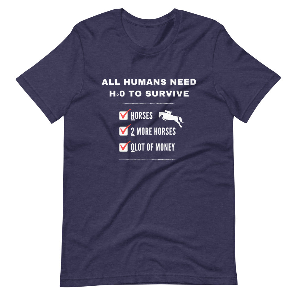 Funny Horse T-shirt - All Humans Need H2O